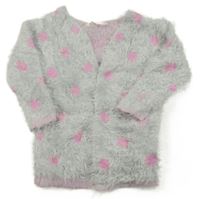 Světlešedý chlupatý svetrový cardigan s hvězdičkami H&M