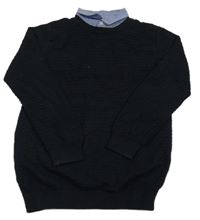 Černý svetr s košilovým límcem Next