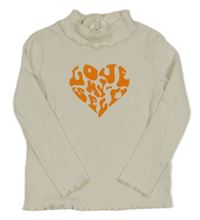 Smetanové žebrované triko se srdíčkem a stojáčkem H&M