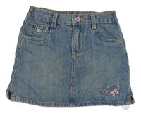 Modrá riflová sukně s motýlkem