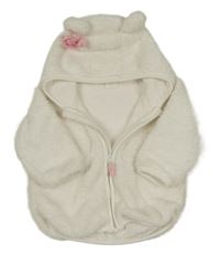 Bílá chlupatá podšitá propínací mikina s kapucí H&M