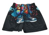 Černo-barevné kraťasy s potiskem