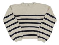 Béžovo-modrý pruhovaný svetr H&M