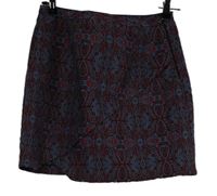 Dámská modro-červená vzorovaná pouzdrová sukně Dunnes 