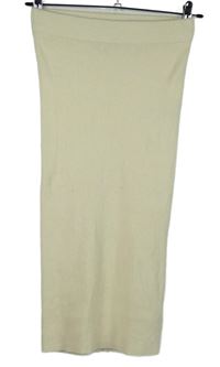 Dámská smetanová žebrovaná pletená midi sukně Vero Moda