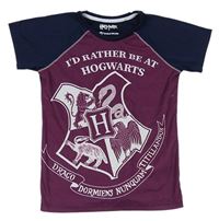 Tmavomodro-vínové pyžamové tričko s potiskem - Harry Potter