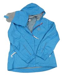 Modrá šusťáková podzimní funkční bunda s kapucí + sáček Crivit