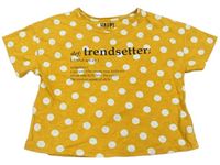 Oranžové puntíkaté crop tričko s nápisem F&F