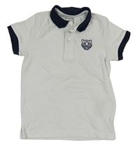 Bílé žebrované polo tričko s tygrem Primark