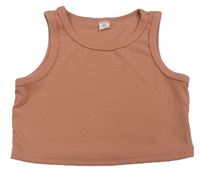 Růžový žebrovaný crop top SHEIN