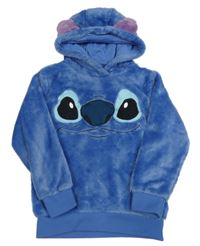 Modrá chlupatá mikina s kapucí - Stitch Disney