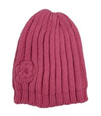 Růžová žebrovaná čepice s kytičkou 