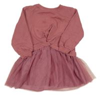 Růžové teplákové šaty s tylovou sukní zn. F&F