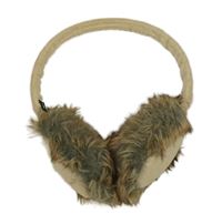 Béžové manšestrové klapky na uši s kožešinou 