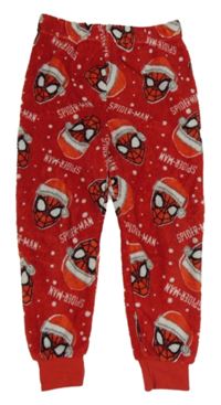 Červené chlupaté pyžamové kalhoty se Spidermanem Marvel