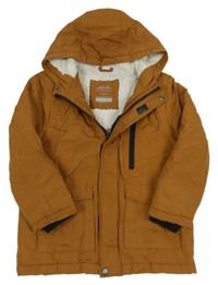 Hnědá šusťáková zateplená bunda s kapucí PRIMARK