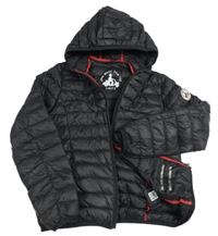 Černá šusťáková prošívaná lehká zateplená bunda s kapucí 