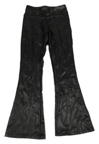 Černé koženkové flare kalhoty Zara
