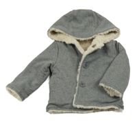 Šedý tepláková zateplený oboustranný kabátek s kapucí