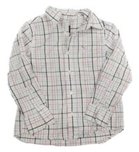 Bílo-černo-světemodro-růžová kostkovaná košile s výšivkou H&M
