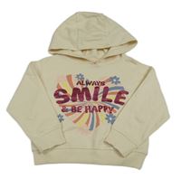 Smetanová mikina s nápisem a kapucí 