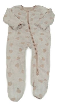 Pudrový chlupatý overal se srdíčky George