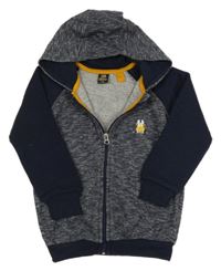 Tmavomodro-melírovaná propínací mikina s kapucí Kiki&Koko