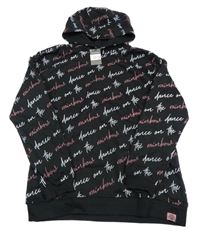 Nové - Černá mikina s nápisy a kapucí Primark