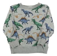 Šedá melírovaná mikina s dinosaury H&M