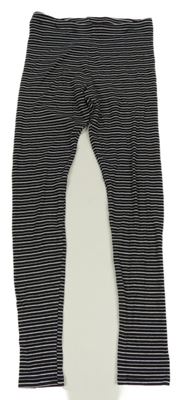 Černo-bílé pruhované žebrované legíny F&F