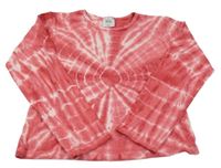 Jahodovo-bílé batikované triko 