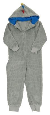 Šedá vzorovaná chlupatá kombinéza s ostny a kapucí Matalan