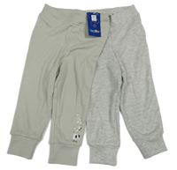 Nové - 2x lehké tepláky - světlešedé melírované + světlešedé Lupilu