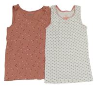 2x košilka - bílá se srdíčky + růžová puntíkatá 