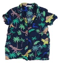 Tmavomodrá košile s barevnými dinosaury M&S