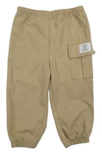 Béžové cuff cargo kalhoty s nášivkou Shein