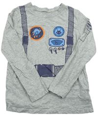 Šedé melírované triko s kosmonautem 