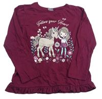 Tmavorůžové triko s jednorožcem a holčičkou Kiki&Koko