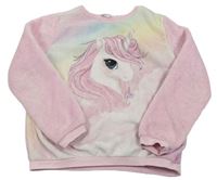 Světlerůžová chlupatá mikina s jednorožcem H&M