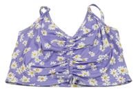 Lila květovaný crop top Shein