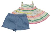 2set - Barevná pruhovaná tunika + modré riflové kraťasy F&F