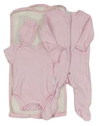 4set - Světlerůžový overal + body + rukavice + sáček Nursery Time