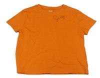 Oranžové crop tričko s nápisem