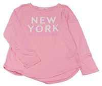 Neonově růžové triko s nápisem H&M