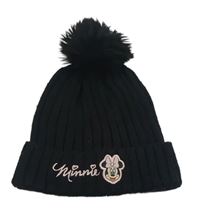 Černá žebrovaná pletená čepice s Minnií Primark