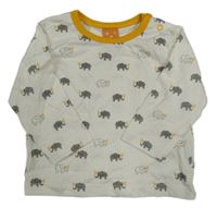 Bílo-okrové triko se sloníky Pusblu 