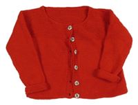 Červený propínací svetr se srdíčkem 