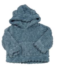 Modrá chlupatá mikina s kapucí a oušky Shein