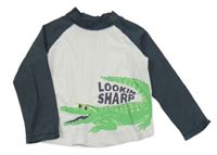 Bílo-šedé UV triko s krokodýlem Carter's