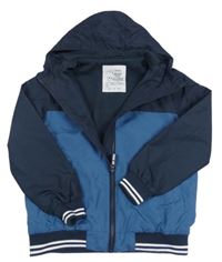 Tmavomodro-modrá šusťáková jarní bunda s kapucí Nutmeg